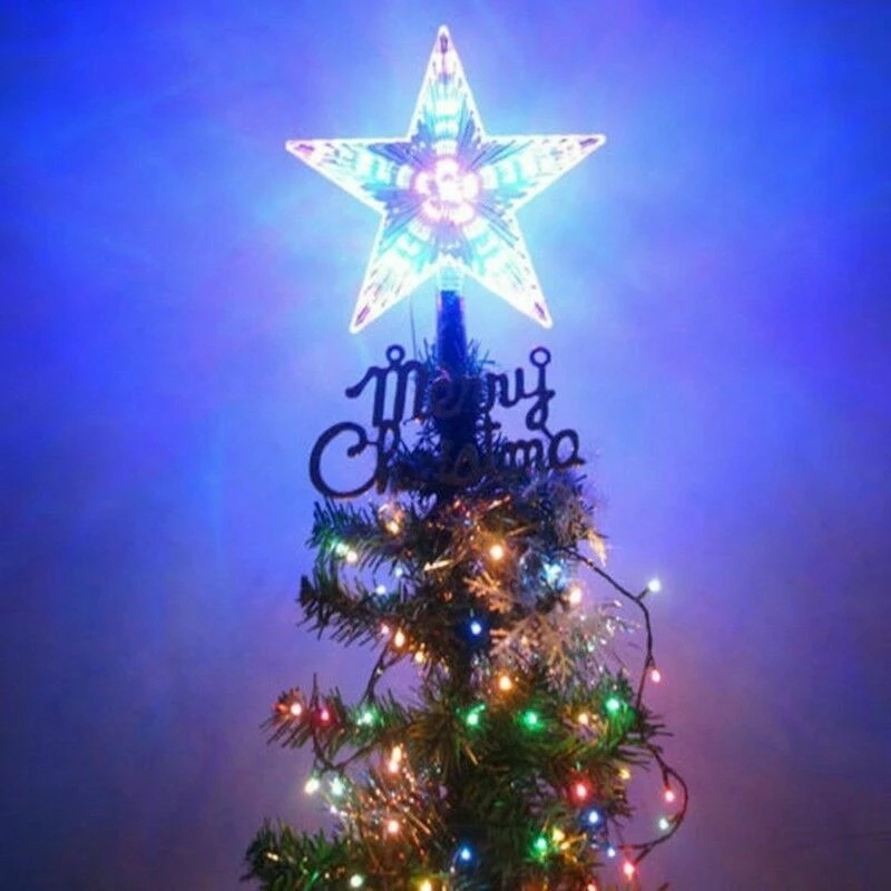 1Pc Color Changing Flashing Waterproof Five-pointed Star LED Light For Christmas Tree Top Decor