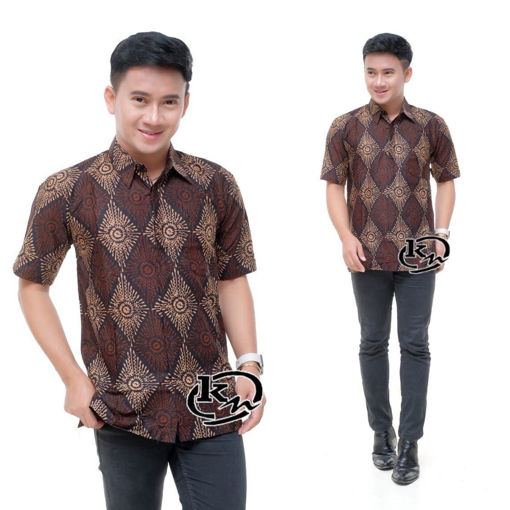 (BISA COD) M L XL XXL BAJU BATIK KEMEJA PRIA -ATASAN PRIA LENGAN PENDEK-HEM TERBARU 2022