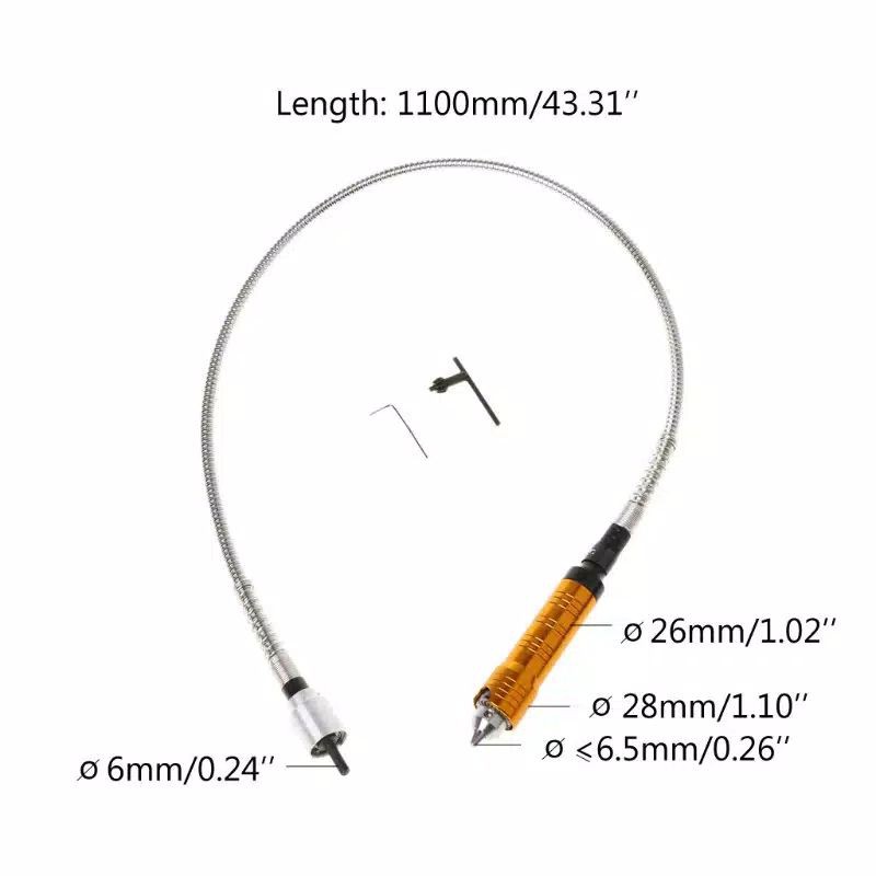 KEPALA BOR HANDPIECE 6mm Dan KABEL FLEKSIBEL UNTUK MATA BOR TUNER CUNER KIKIR UKIR dll