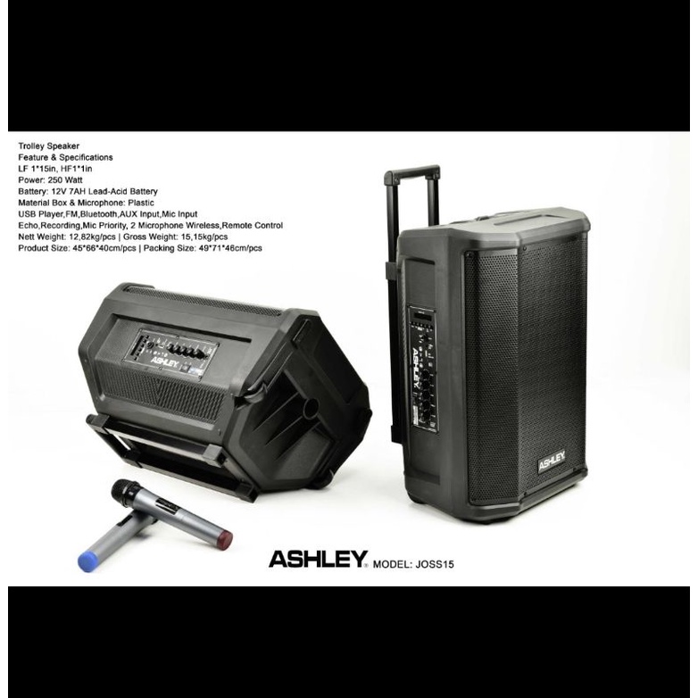 Speaker Portable bluetooth Ashley joss15 joss 15 15inch garansi original