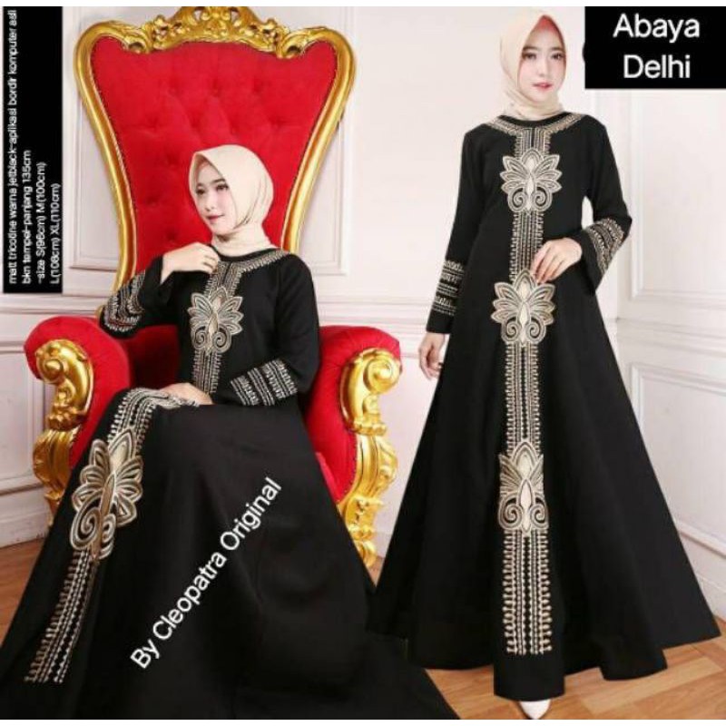 Abaya Wanita Hitam Gamis Bordir Mewah Elegan Gamis Saudi Bordir