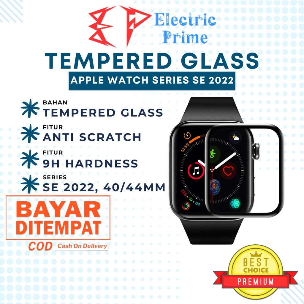 Tempered Glass Apple Watch Series SE 2022 Anti Gores 3D Curved Full Cover iWatch 40mm 44mm Screen Guard Protector Pelindung Layar Smartwatch