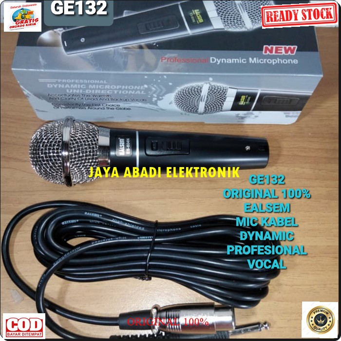 G132 MIC EALSEM KABEL DYNAMIC MIKROPHONE KABEL KARAOKE VOKAL PROFESIONAL PRO MUSIK AUDIO SISTEM SOUND SYSTEM PANGGUNG DJ STUDIO BISA DIPAKAI JENIS AUDIO SUARA BAGUS TANPA MENGGUNAKAN BATERAI TINGGAL COLOK LANGSUNG NYALA