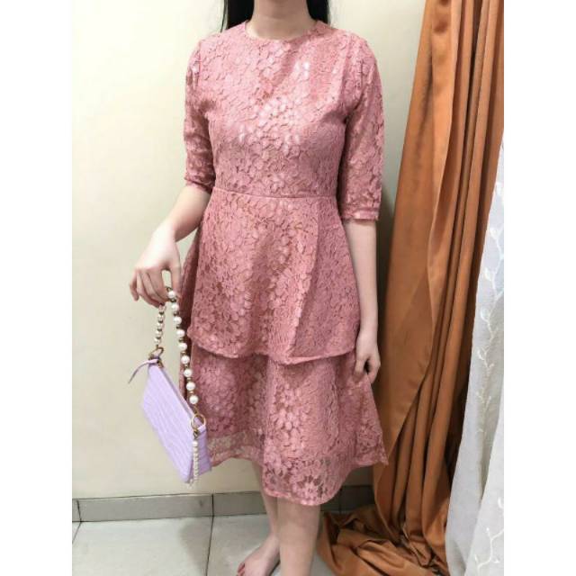 Ken-127 Dress pesta full brokat A Line dress kondangan style dress susun