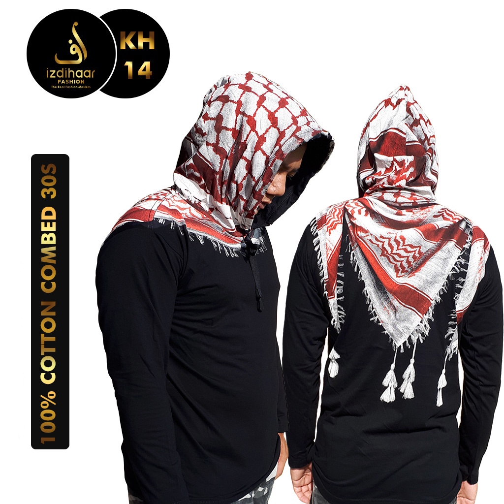 Hoodie Kaos Sorban 3D Tawaf Moslem Apparel TW14P Hitam Lengan Panjang Pria Dewasa