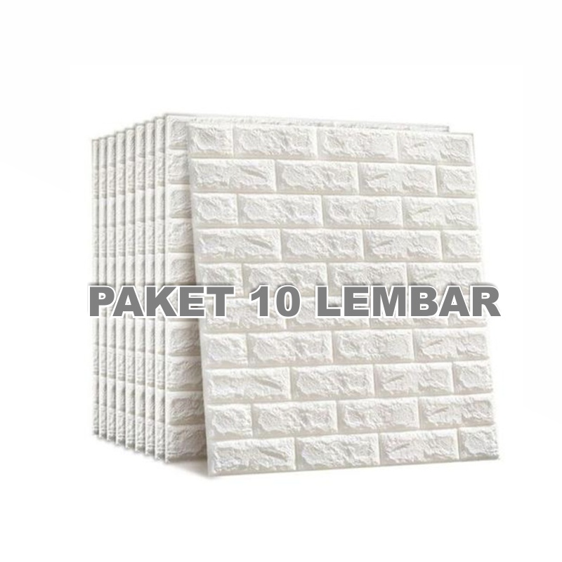 PAKET 10 LEMBAR Wallpaper Dinding 3D Foam Wallpaper Dinding Brick Foam Batu Bata  Ukuran 38 cm x 70 cm - Homeliving