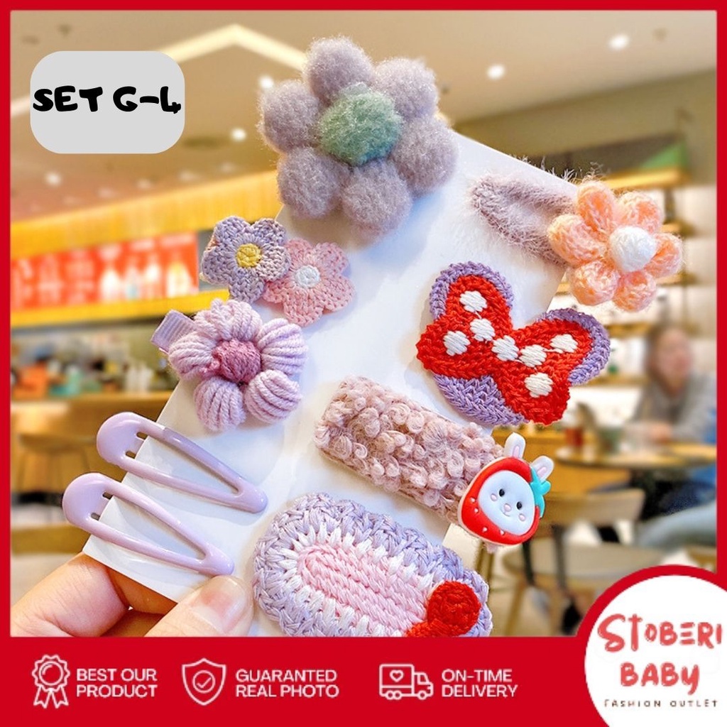 stoberi baby - JEPIT BULU FURRY 10PCS Set Jepit rambut anak import model rajut bulu kualitas premium