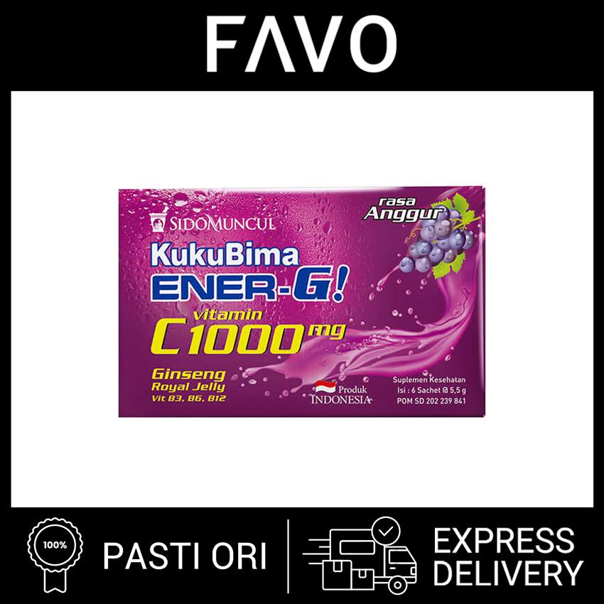 

Suplemen - Kuku Bima Ener-G Vitamin C 1000 mg Rasa Anggur - 6 Sachets