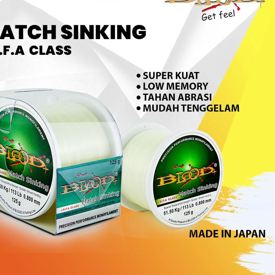 Dijamin Miring harga.. SENAR PANCING BLOOD MATCH SINKING FISHING LINE JAPAN 125 GR