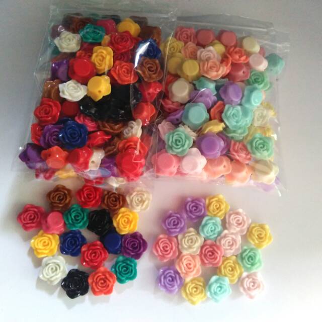 50pcs Manik Mawar 2cm Mix Warna