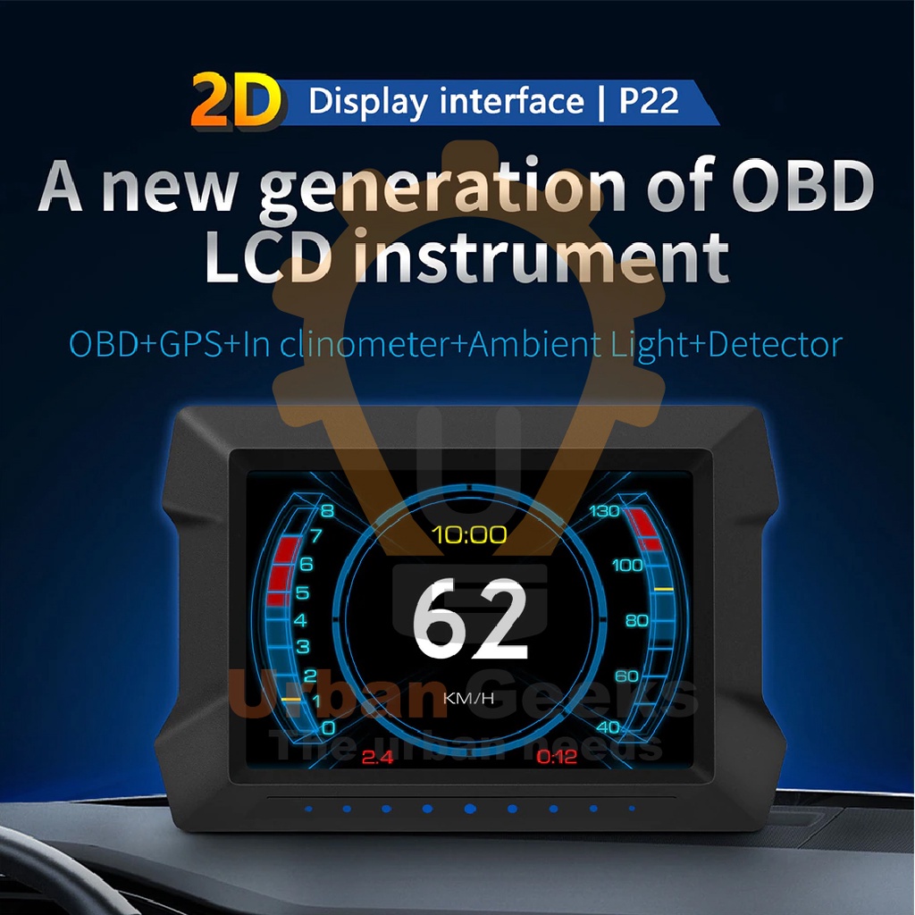 Head Up Display P22 Speedometer Dual System HUD OBD2 GPS