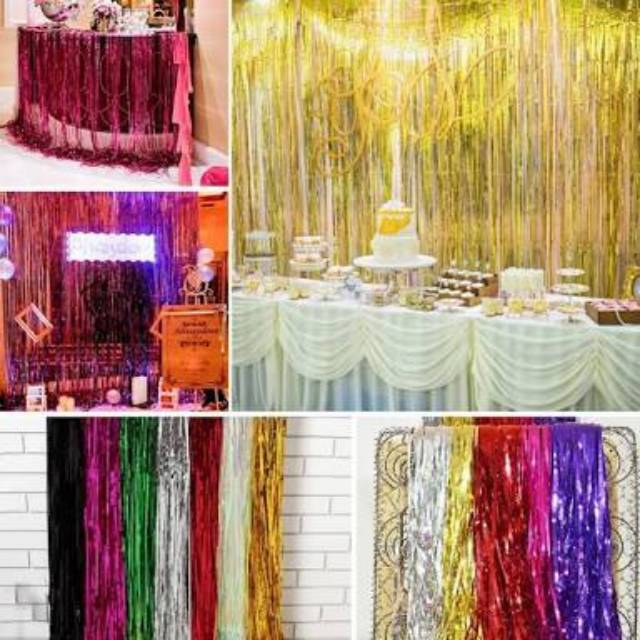 Jual Tirai Rumbai Dekorasi Pesta Uk. 100cm x 200cm (1m x 2m) Murah