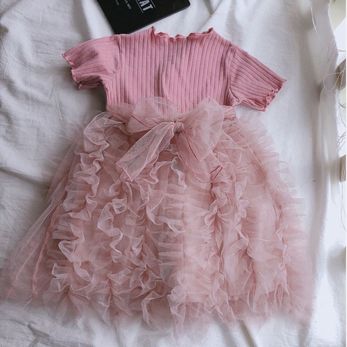 DR131-Dress Anak Bayi Perempuan Simple Rumbai Elisa-4