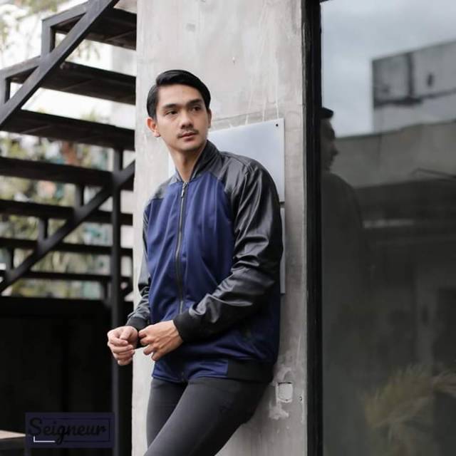 Jaket Pria Kulit Kombinasi Original Seigneur