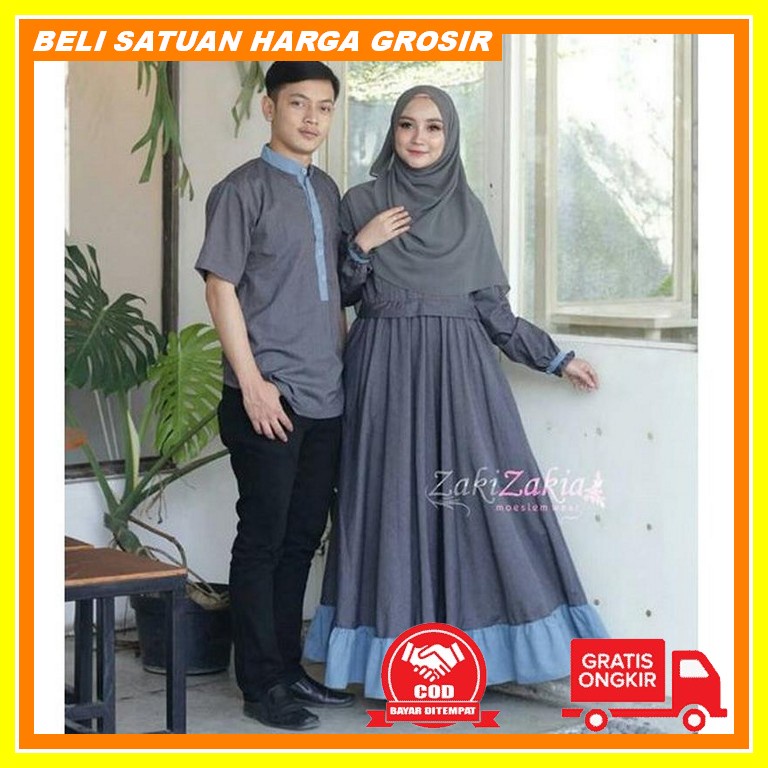 Gamis Couple Dress Pesta Couple Baju Tunangan Gaun Lamaran Dress Lamar Zakia Couple I Sarimbit Suam