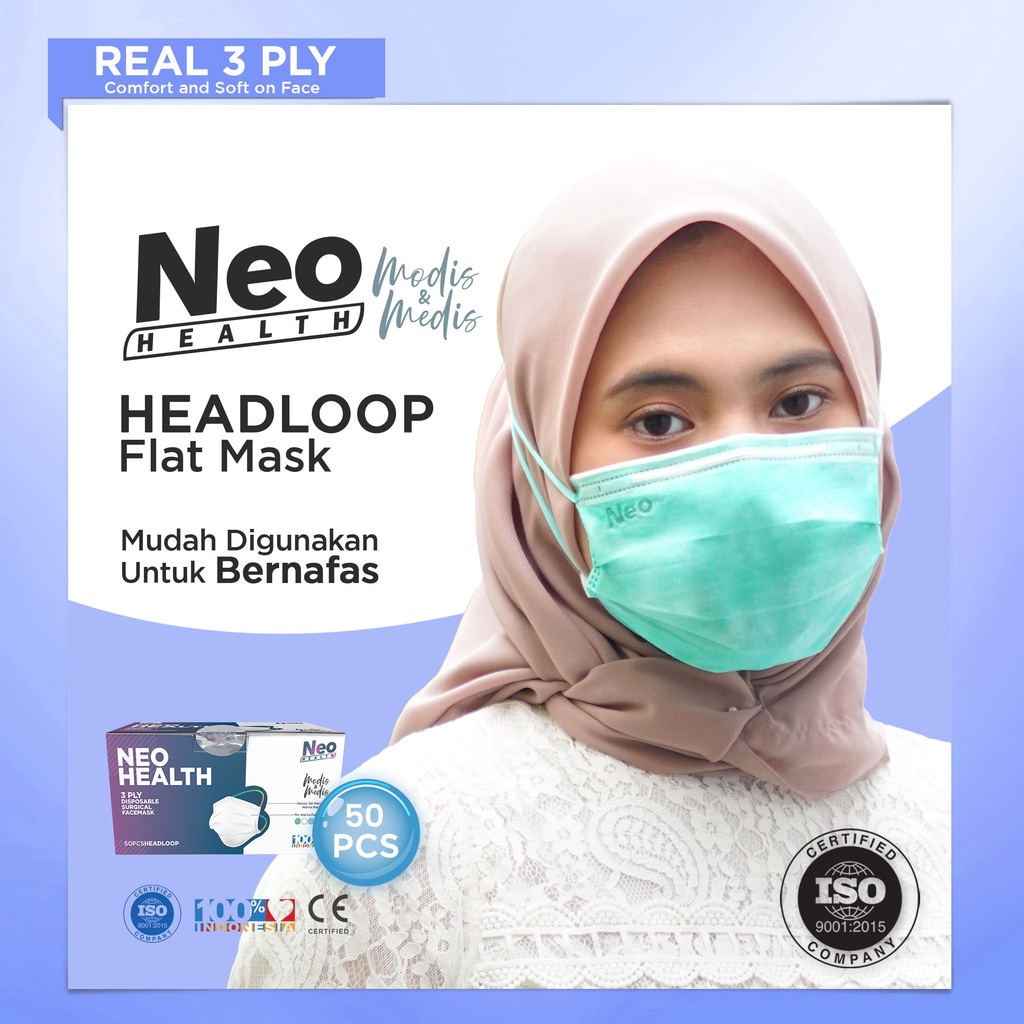 Neo Modis Medis Mask '50S 3 Ply Hijab masker medis hijab trendi filtrasi 97% real masker medis murah