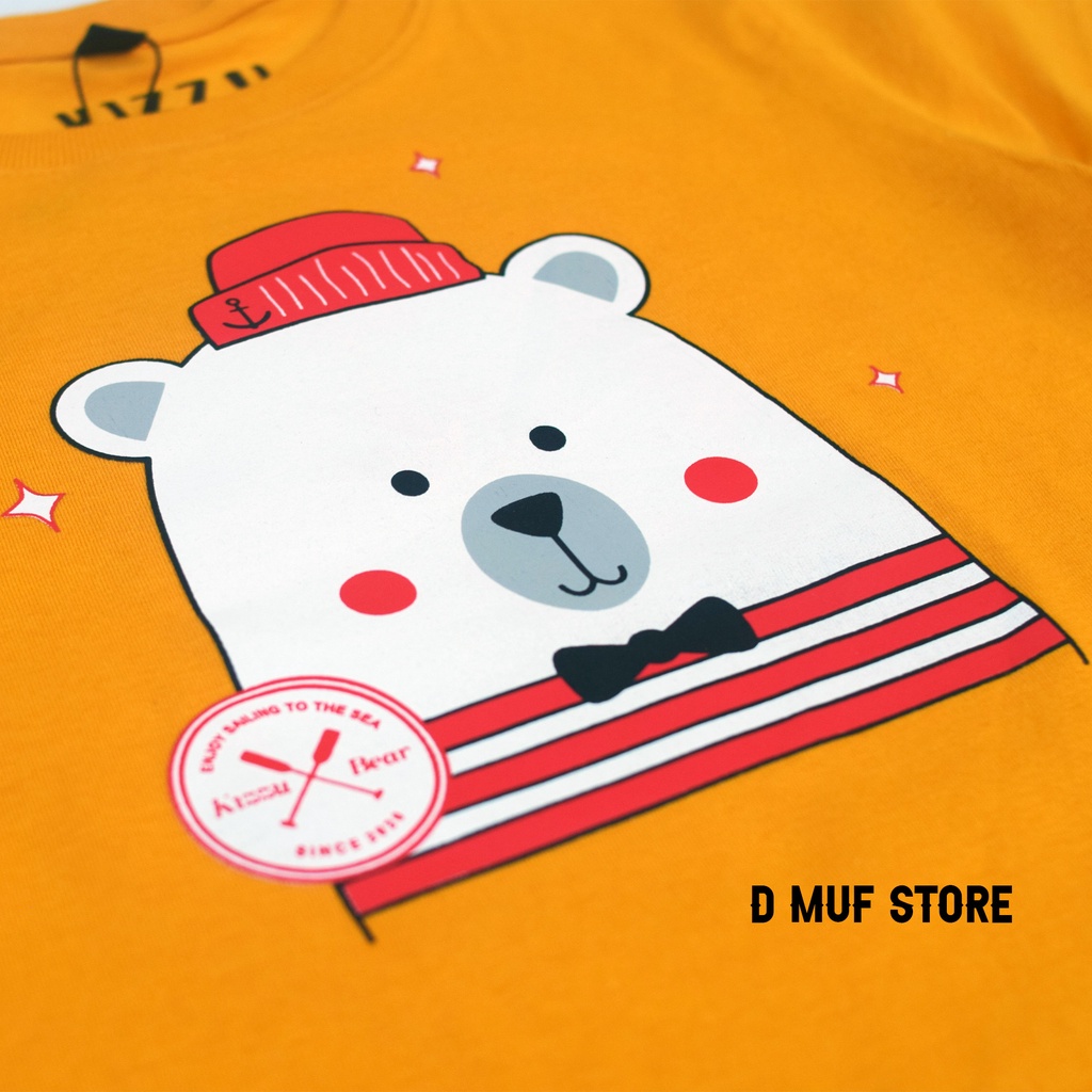 Kizzu Kaos Anak Premium Cotton 30s Usia 1-12 Tahun Bear Mustard- dmufstore