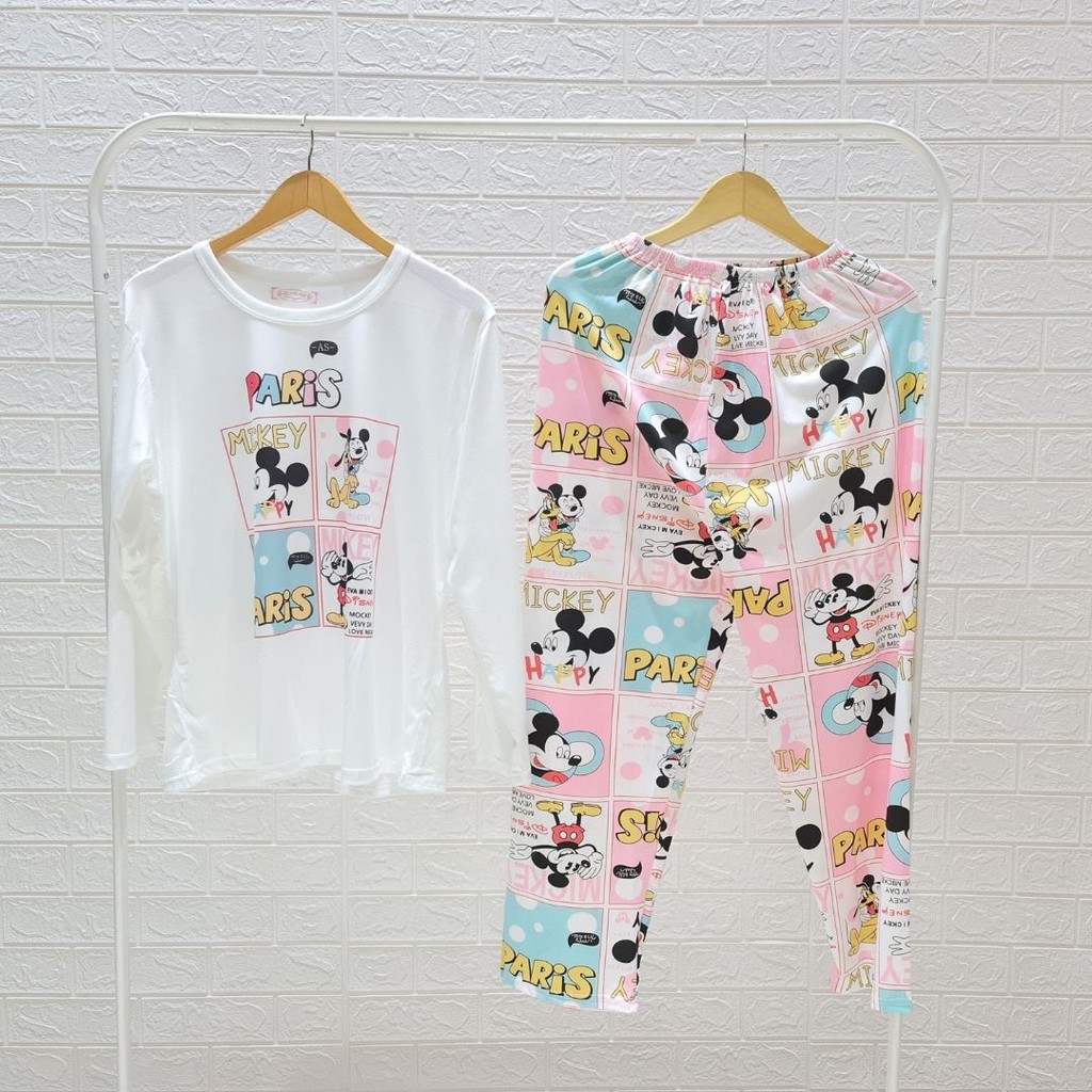 3530 kaos pajamas long mouse paris one set import big  baju tidur