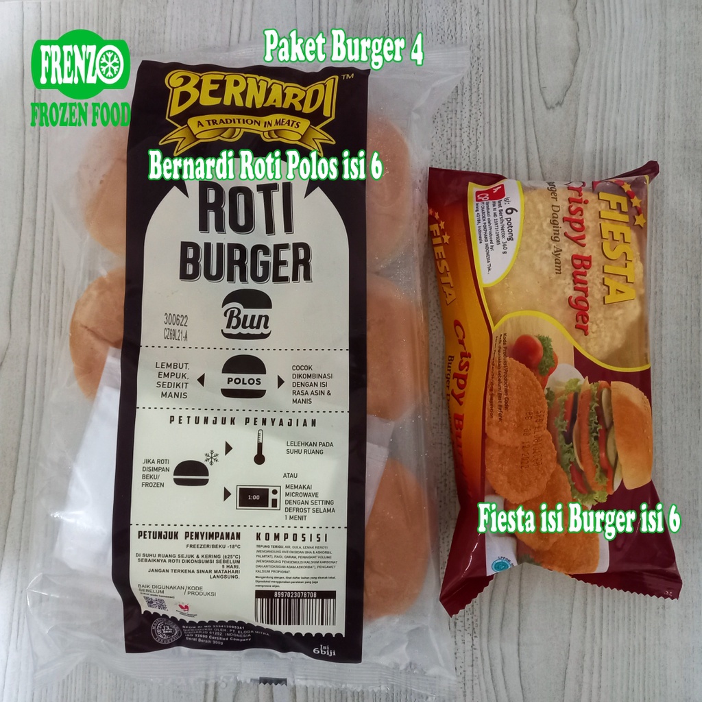 

Paket Burger 4 (Roti polos + Fiesta Burger)