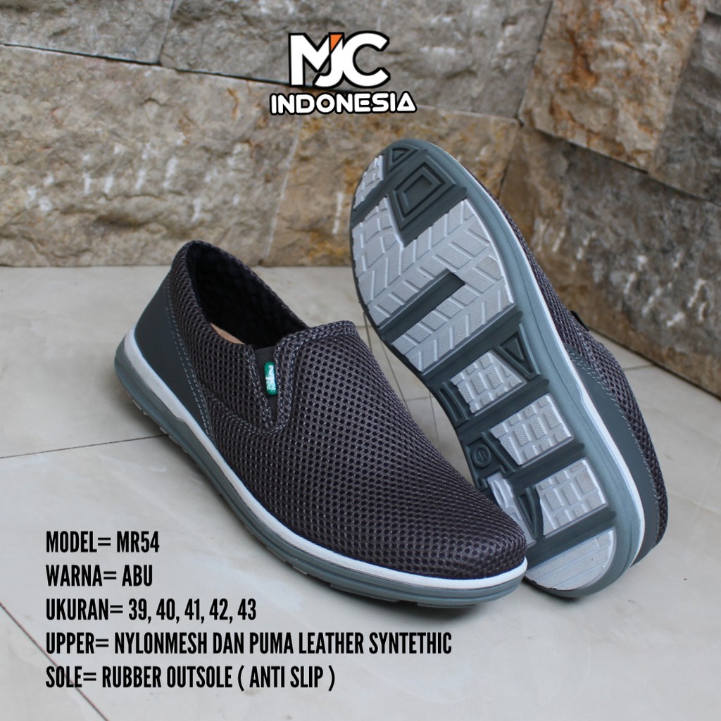 MJC INDONESIA SEPATU PRIA CASUAL SLIP ON ORIGINAL MR54A-Abu abu