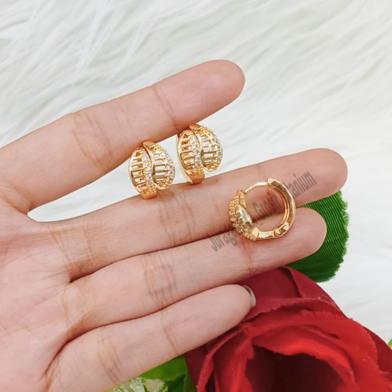 Anting Jepit Full Mata Mewah Super Cantik Anti Karat