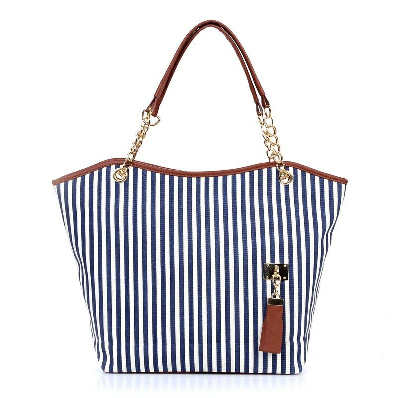 TW1953 Tas Wanita Salur Rantai Shoulder Bag Cewe Motif Garis