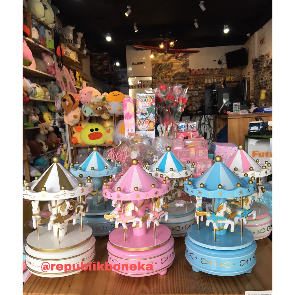 KOTAK MUSIK UNICORN MELODY MUSIC BOX CAROUSEL KOMIDI PUTAR KUDA