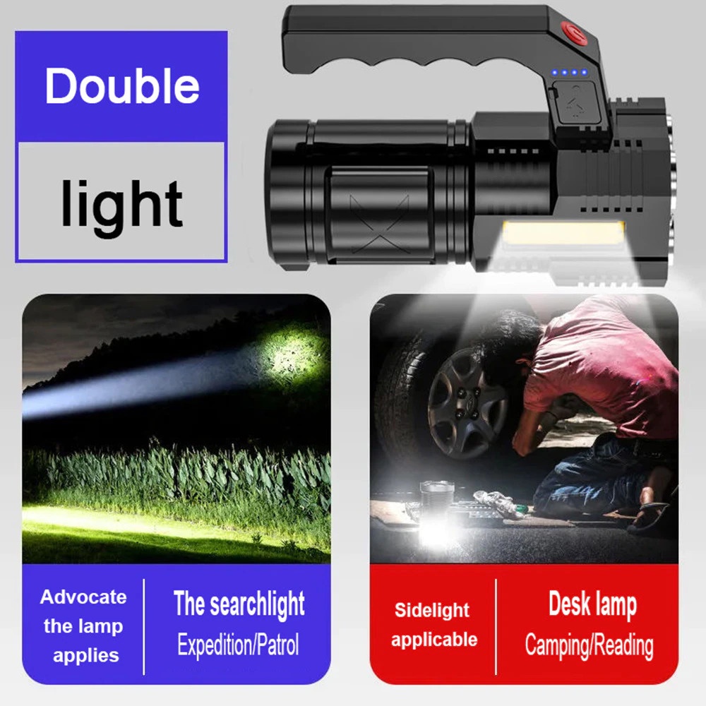 Senter Darurat Multifungsi Portable Flashlight Rechargeable LED+COB 1200mAh