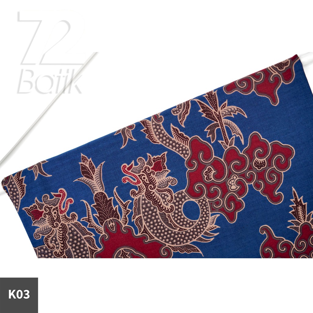 KAIN BATIK PREMIUM Bahan Katun Motif Naga Kembar Warna Biru Tua Dark Blue 724072 Cap 72 Jarik Jarit Samping Kebat Panjang Batik Katun Modern Premium Bahan Seragam Batik Pernikahan Kantor Keluarga Murah Kamen Jadi Batik Bali Lembaran