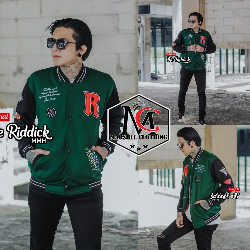 RCL - JAKET VARSITY BASEBALL FLEECE COTTON - JAKET VARSITI THE RIDDICK ORI - JAKET VARSITY MODEL TERBARU JAKET