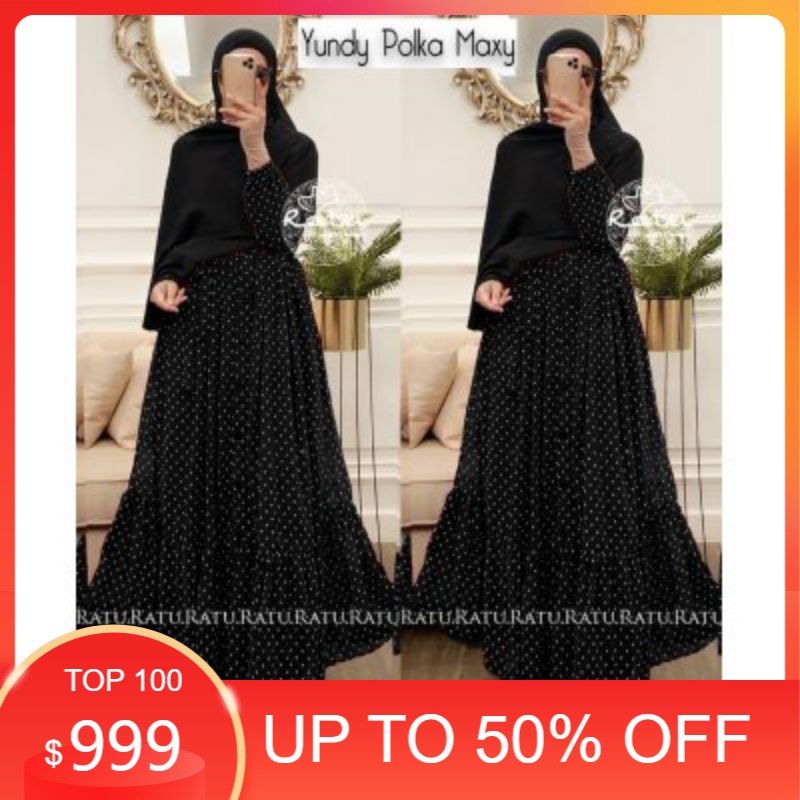 Yundy polka maxy/gamis ceruty/gamis polkadot/gamis polka/gamis busui/gamis ld 110/Andara polka
