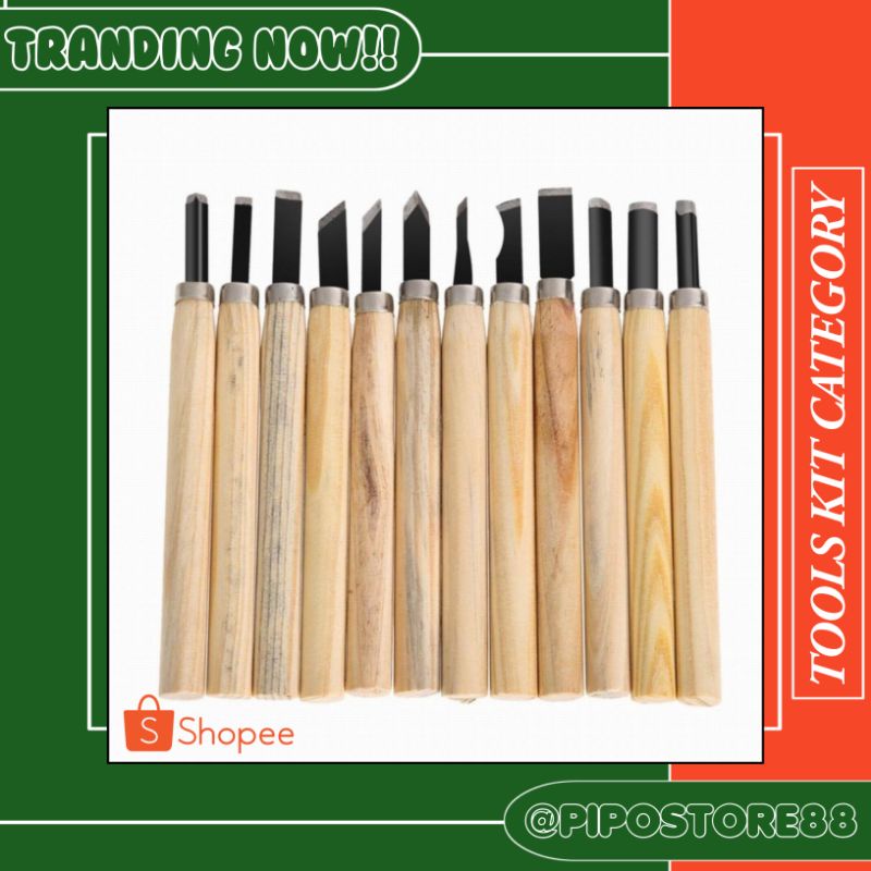 

Alat Ukir Set Pisau Ukir Pahat Kayu 12 in 1 Wood Carving Knife