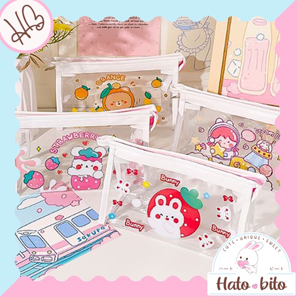 

Kotak pensil transparan kartun tempat pensil gambar lucu cute kantong alat tulis HB1183