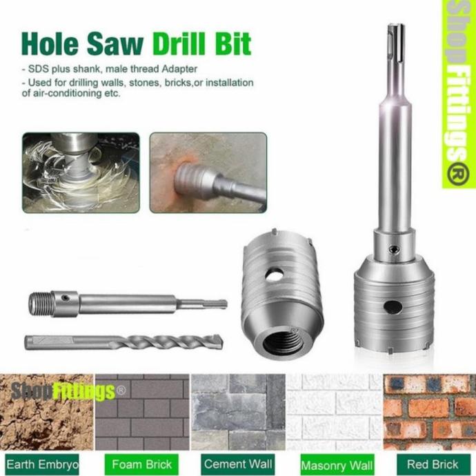Mata Bor Lubang Tembok Beton Hole Saw Hollow Core SDS plus 25 to 60 mm