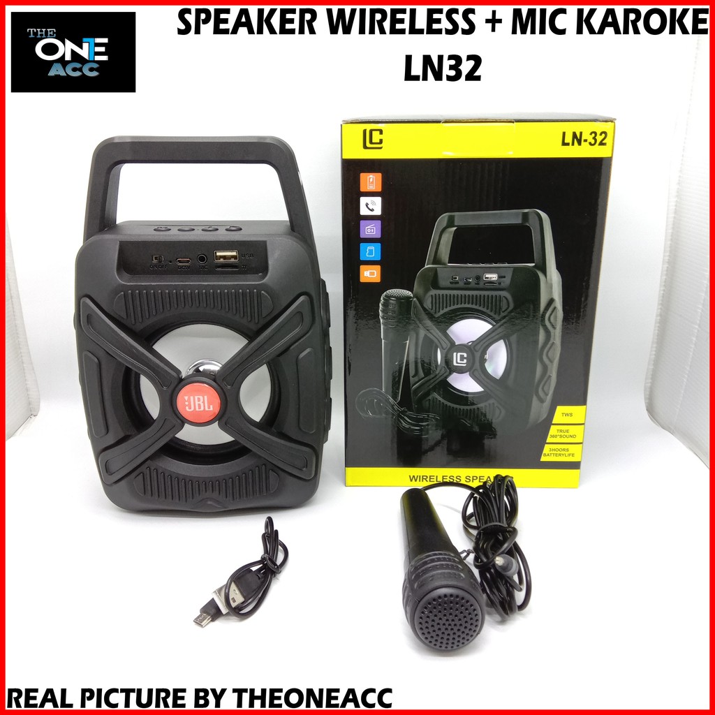 Speaker Wireless Bluetooth JBL LN32 + Mic Speaker Portable