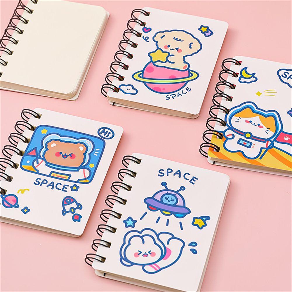 Lanfy Astronot A7 Notebook Portable Kawaii Sekolah Kantor Supply Mini Pocket Book Stationery Diary Buku Kartun Coil Notebook