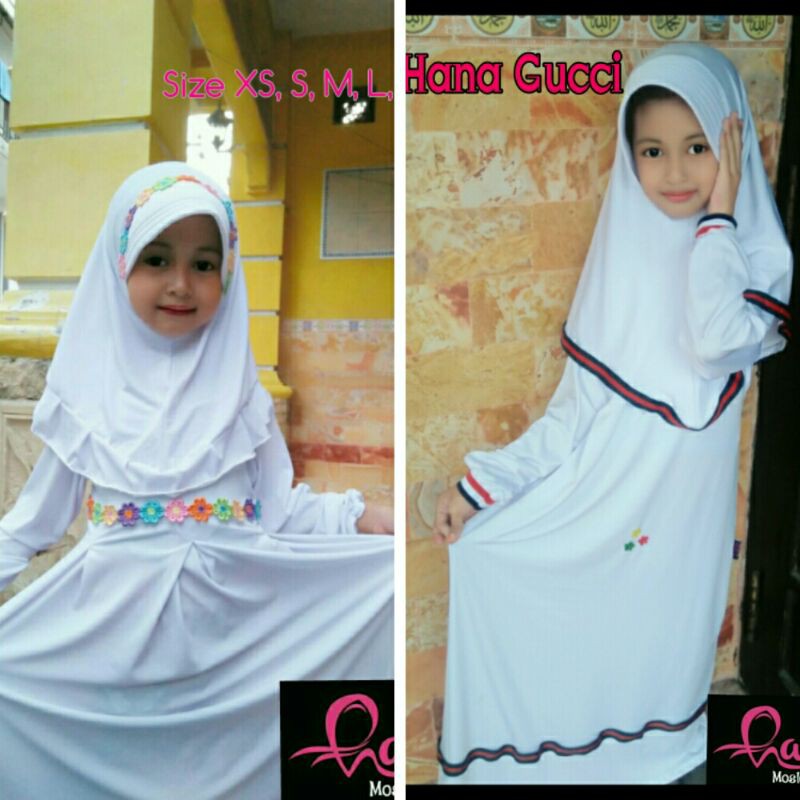 BAJU MUSLIM GAMIS MANASIK ANAK WARNA PUTIH / GAMIS COUPLE IBU ANAK MANASIK PUTIH GAMIS ANAK GUCCI