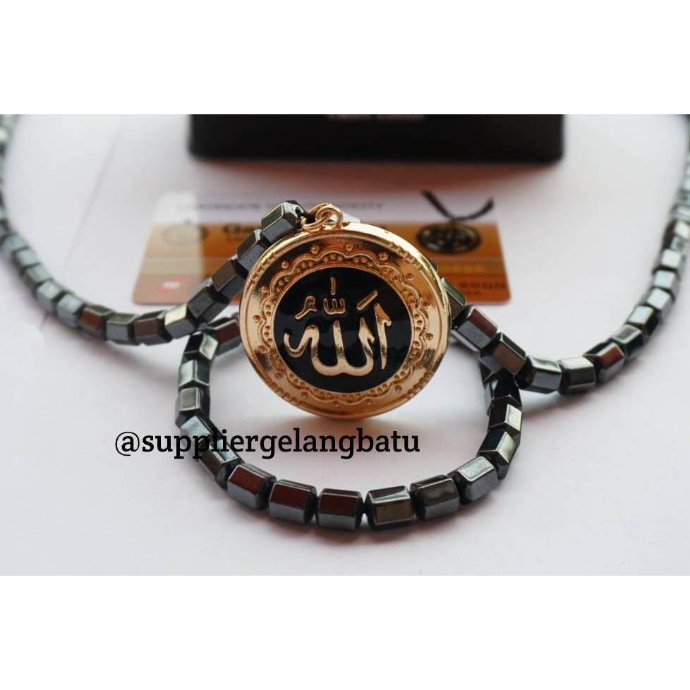 kalung sehat lafaz gold full zircon gannamyong pendant Liontin Asli korea bonus kartu keras ktp