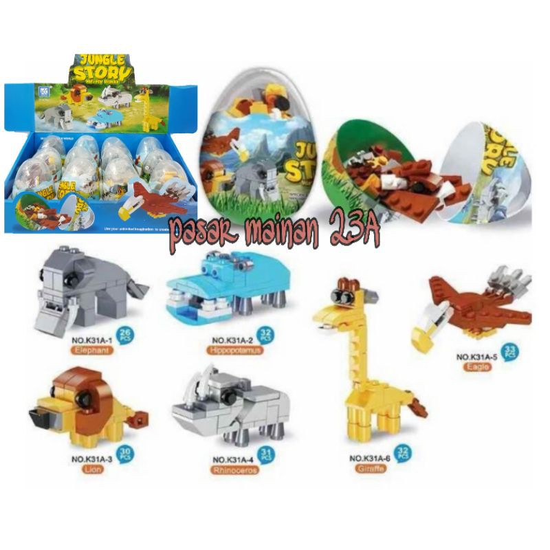 Mainan Anak Edukasi Egg Trasformation City Enginee / Egg dinosaurus 2in1 / Egg Jungle story