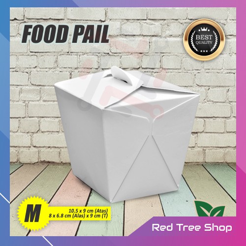 Food Pail Tanpa Rakit | Box Makanan Food Grade | Putih Ukuran M Medium | Packaging Tahan Microwave