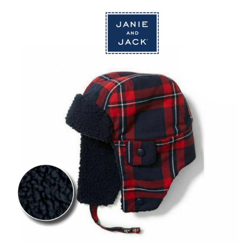 Size 6, 9, 12 bulan. Topi Hat, Kupluk Beanie Anak Bayi - Carter's, Janie & J*ck, Polo Ralph Laure*-Red Tartan Traper