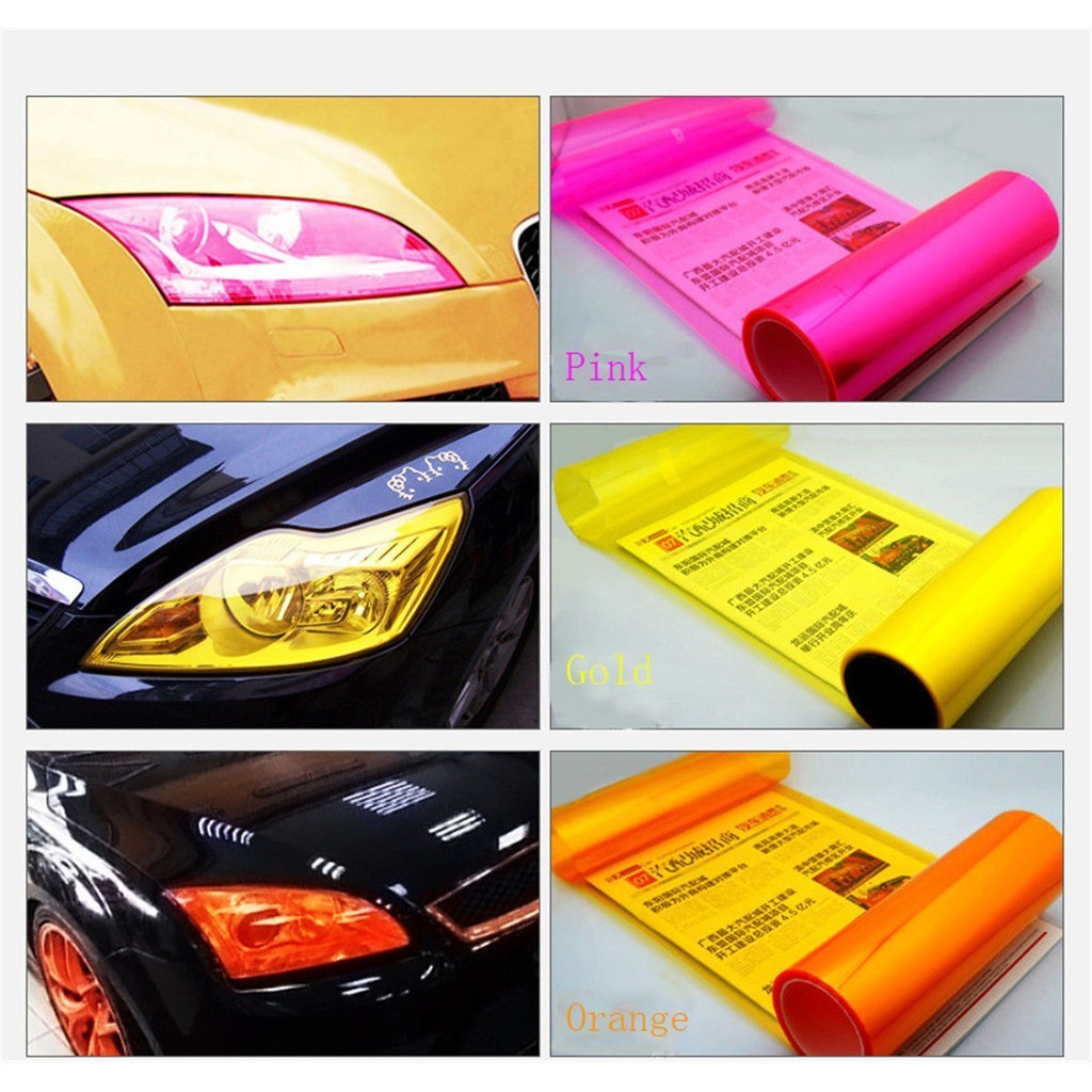 [HOT DEALS] Stiker Vinyl Film Warna Kuning untuk Lampu Depan / Belakang Mobil 12 Warna // Premium