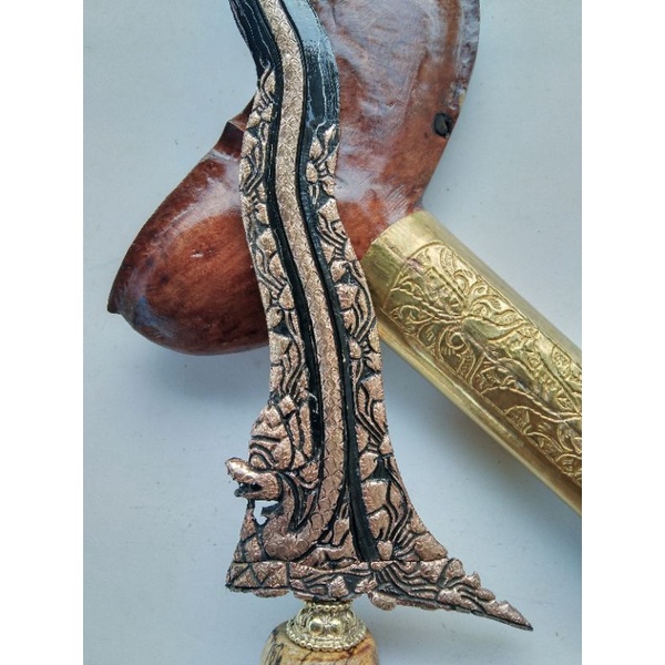 Keris Nogo Sosro Kinatah Kuningan Sepuh Emas Luk 9