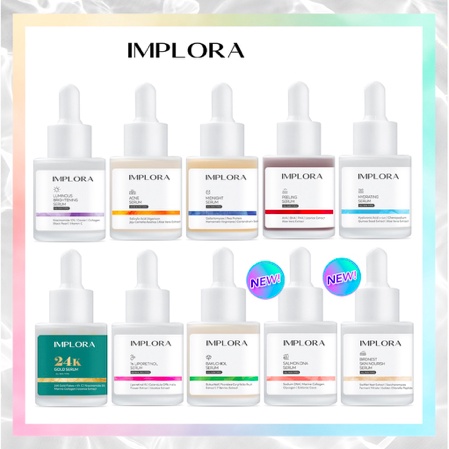 IMPLORA Face Serum 20ml | Serum Wajah Brightening Hydrating 24K Gold Bakuchiol Retinol