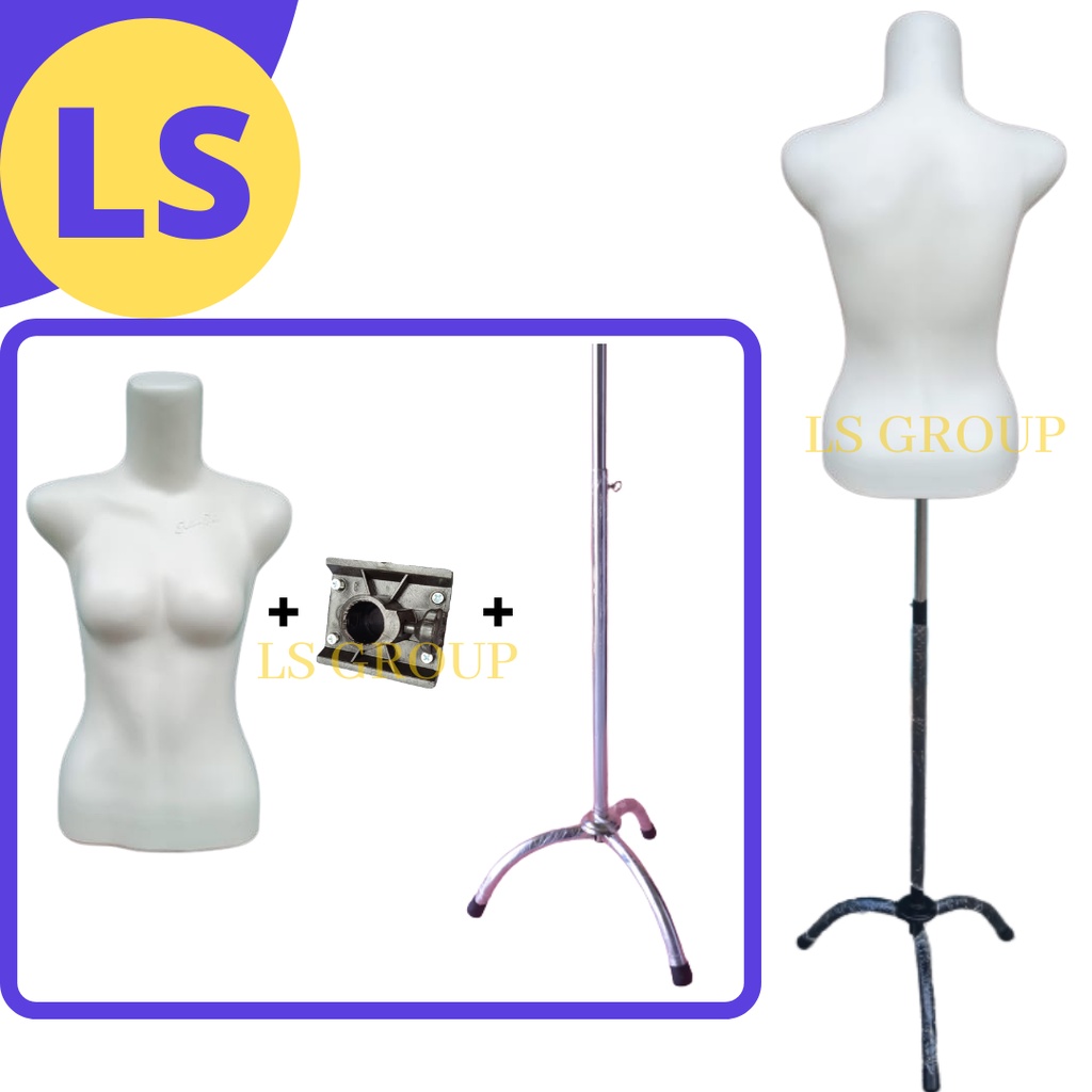 Half Body Mannequin Tiang Besi - Manekin Setengah Badan Cewek Set Tiang -LBT set