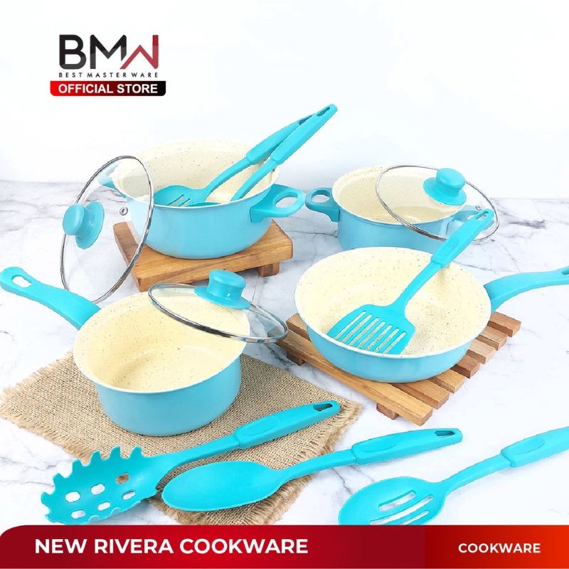 Panci Set 13 Pcs Warna Riverra Teflon Marble Bmw