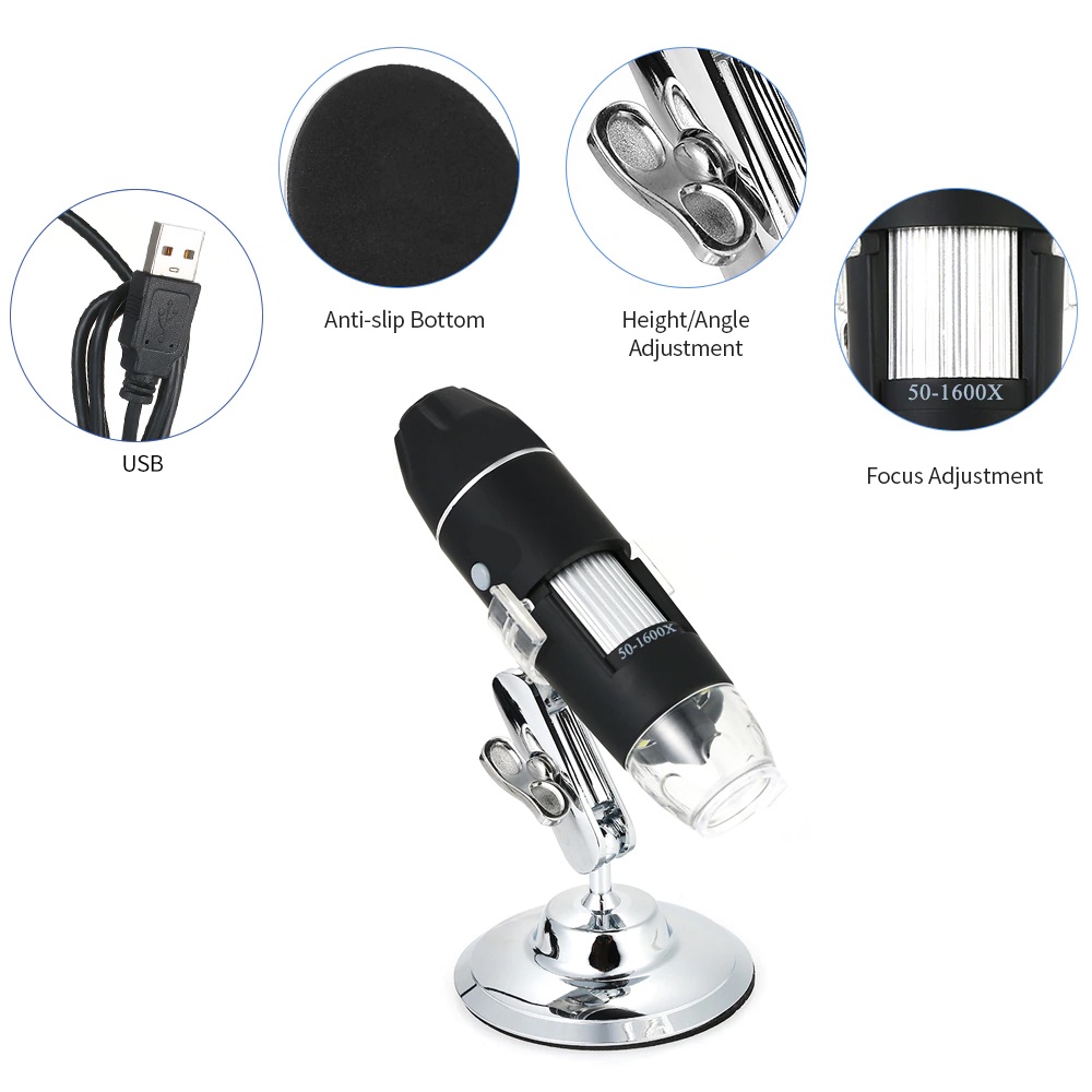 Microscope Mikroskop USB Digital Zoom Magnifier Monokuler Kamera Pembesar Elektronik Endoscope 1600X