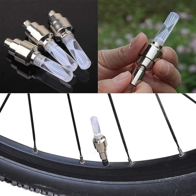 [ 2 Pcs Bicycle Tire Valve LED Lamp ] [ Mountain Road Bike Wheel Spoke Flash Lights ][for Car Bike Bicycle Motorcycle]