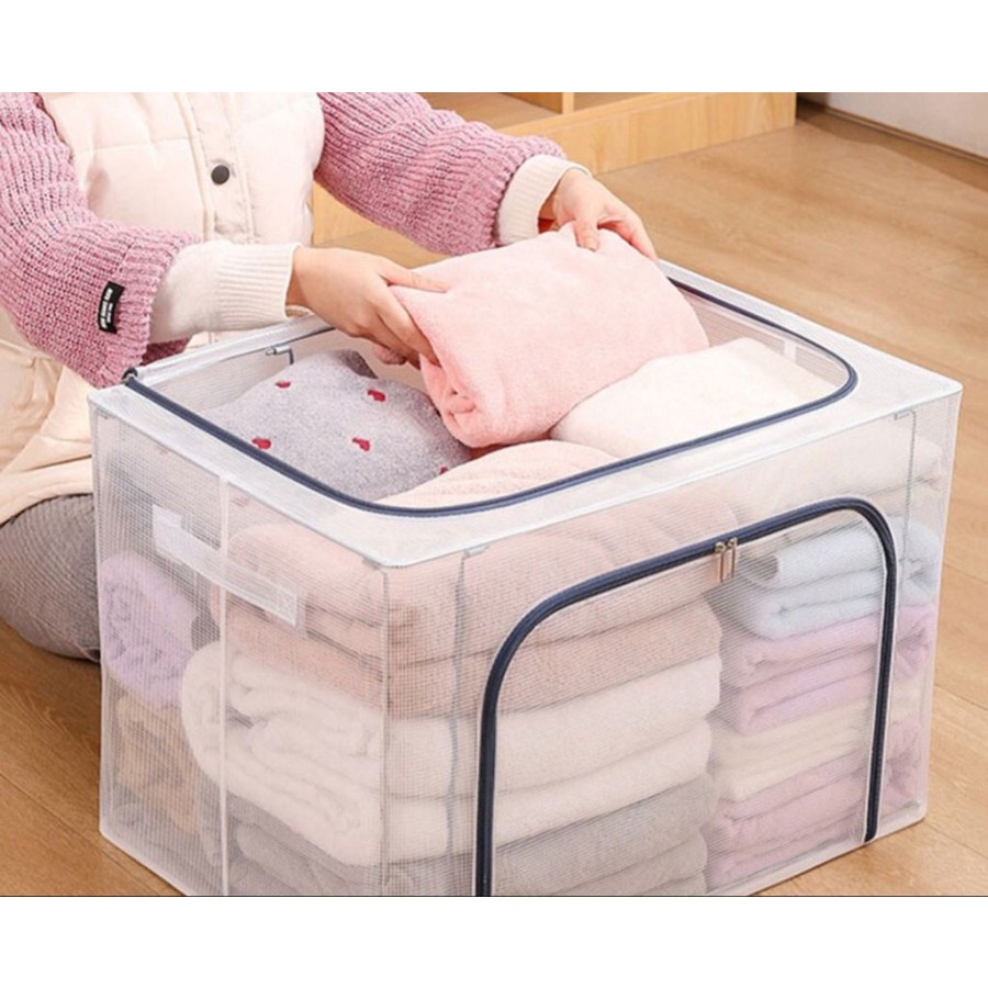 Tempat Penyimpanan Baju Transparant Storage Box 66 Liter Tempat Selimut Organizer Baju Pakaian