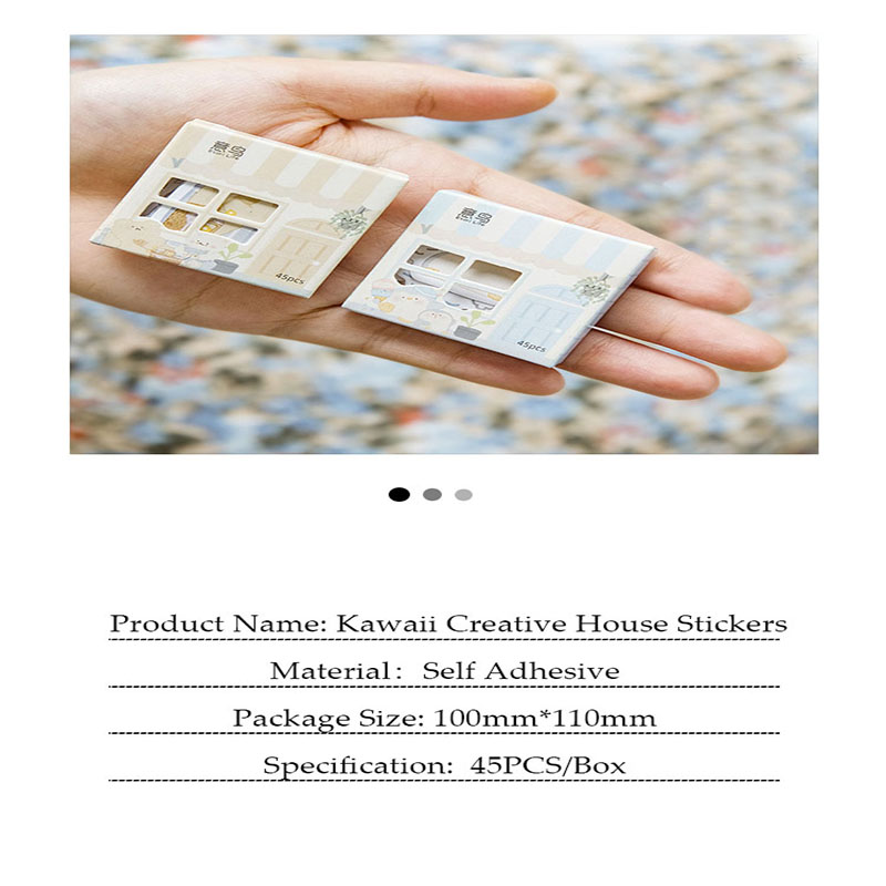 Mohamm 45pcs / Kotak Stiker Motif Rumah Kawaii Untuk Dekorasi Scrapbook / Stationery Sekolah-5